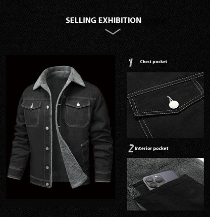 Jaqueta em jeans com forro de lã