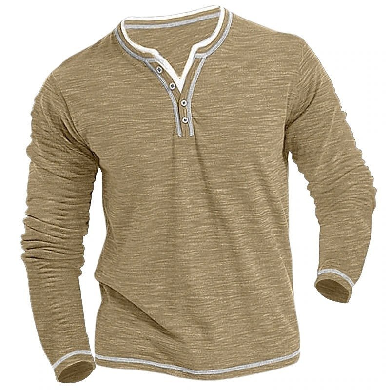 Comfortable Soft Stretch Henley Shirt T-shirt - Blue&Pink