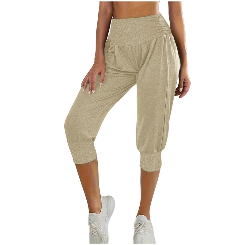 Women's Home Casual Pants High Waist Temperament Ankle - tied Harem Pants - Blue&Pink