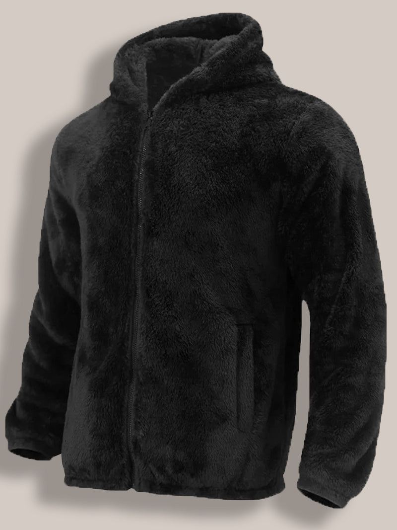 Winter New Men's Fleece Lined Padded Warm Keeping Hooded Jacket - Blue&Pink