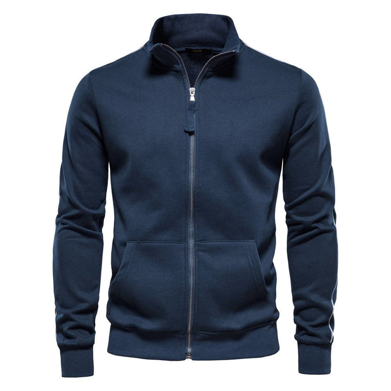 All - matching Men's Sports Contrast Color Casual Cardigan - Blue&Pink