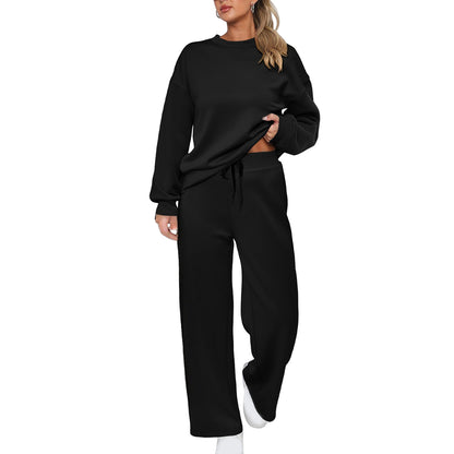 Conjunto de manga comprida e calça pantalona casual