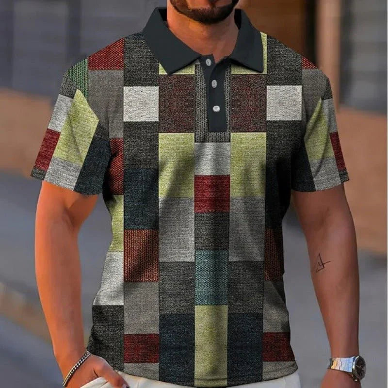 Polo Masculino – Estilo Xadrez com Gola Elegante para Impressionar - Blue&Pink