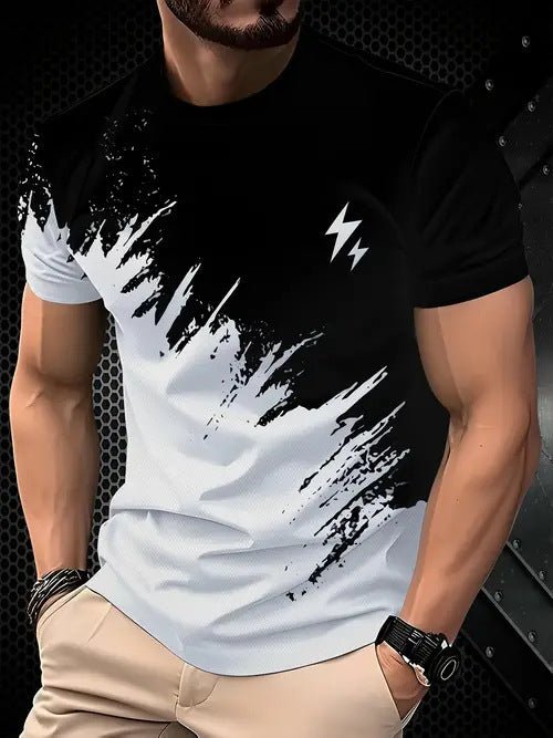 New Fashion Casual High Quality Contrast Color Men's Short Sleeve T-shirt - Blue&Pink
