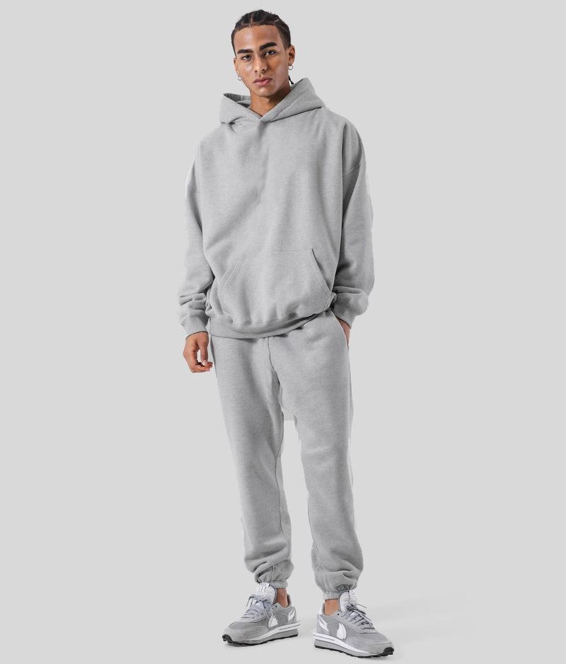 Men's Casual Loose Solid Color Hooded Sweatshirt Pants - Blue&Pink