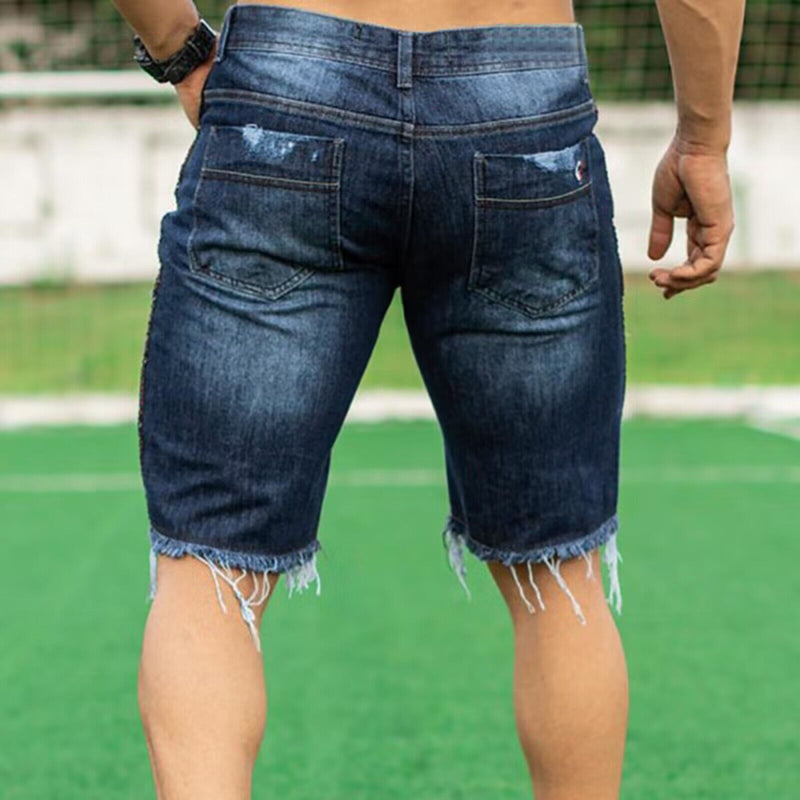 Calções Jeans Slim Fit – Estilo Europeu e Americano - Blue&Pink