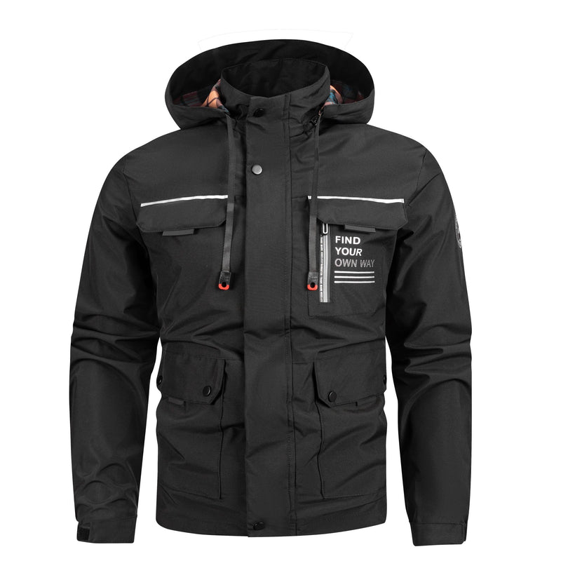 Lightweight Men's Jacket With Hood For Outdoor, Travel, Hiking, Windbreaker, Versatile, Stylish Design - Blue&Pink