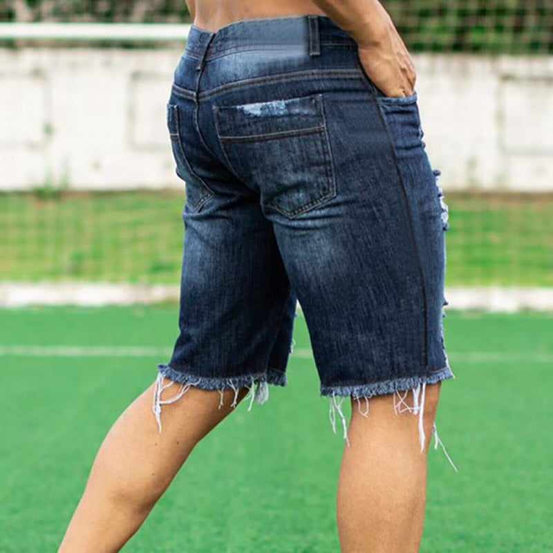 Calções Jeans Slim Fit – Estilo Europeu e Americano - Blue&Pink