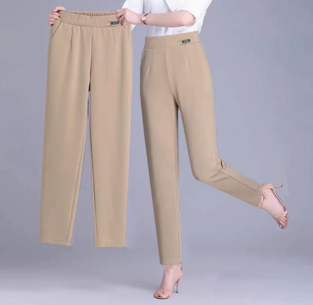 Tight - waisted Thin, Loose Slimming Large - sized 9 - inch Harem Pants - Blue&Pink