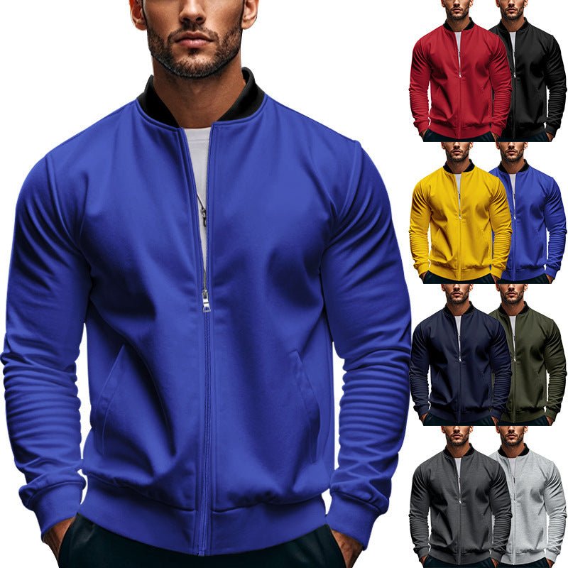 Long - sleeve Zipper Baseball Uniform Coat Jacket - Blue&Pink