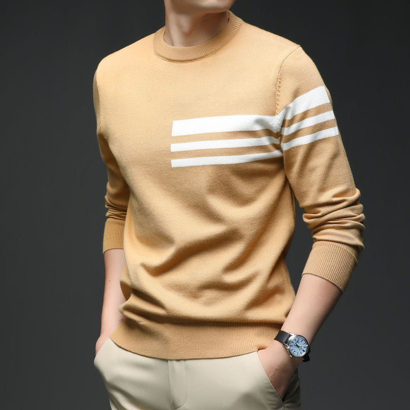 Knitted Men's Pullover Fashion Casual Sweater - Blue&Pink