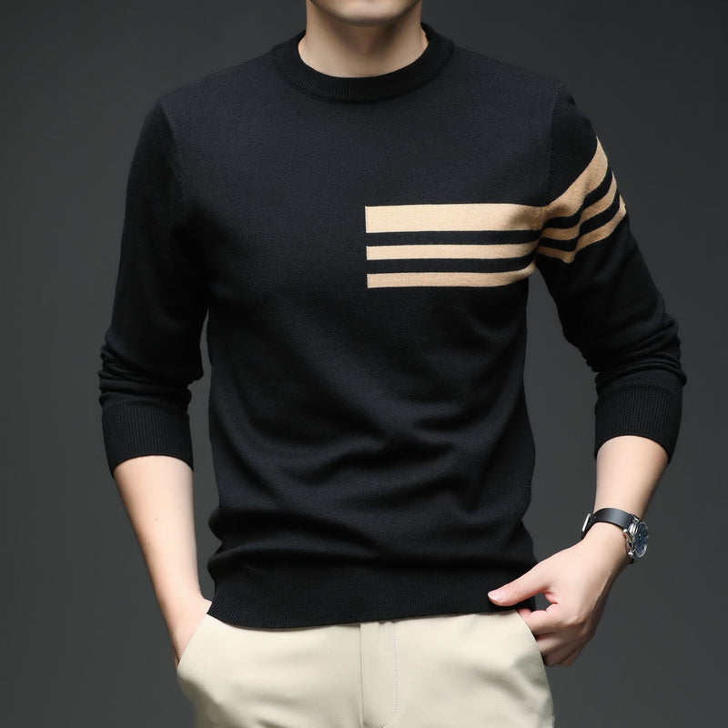 Knitted Men's Pullover Fashion Casual Sweater - Blue&Pink