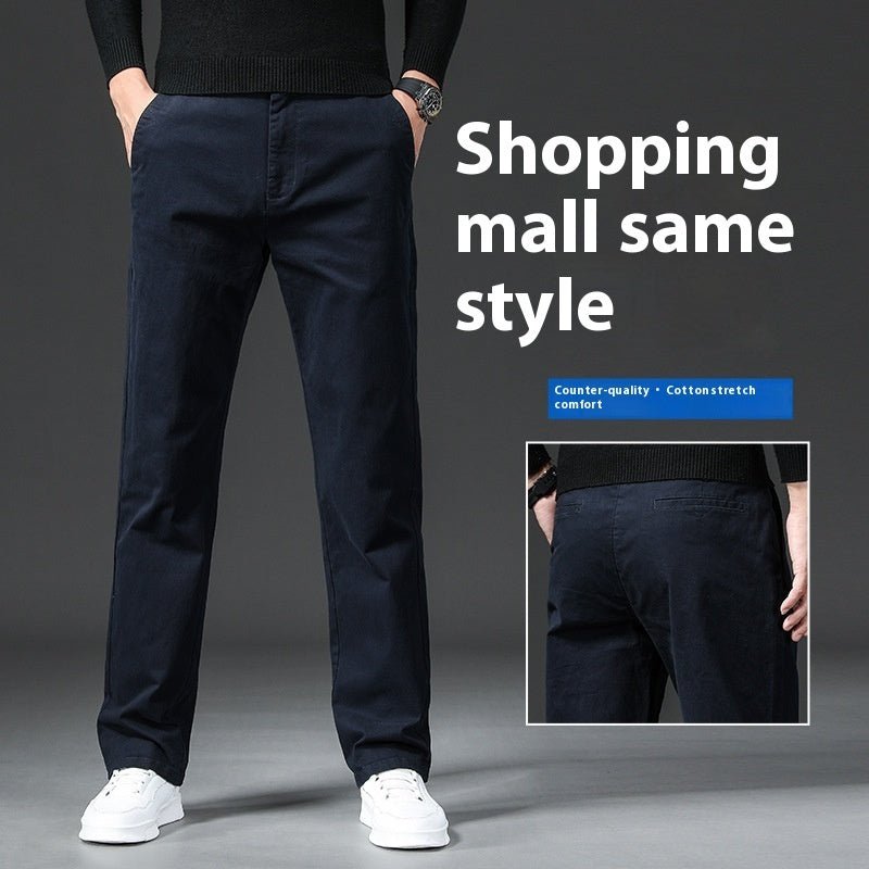 Fall Slim Fit Pencil Pants Thick Twill Cotton Casual Pants - Blue&Pink