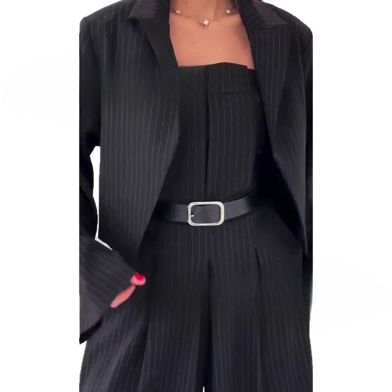 Off - the - shoulder Jumpsuit Jacket Women's Commuter Suit - Blue&Pink