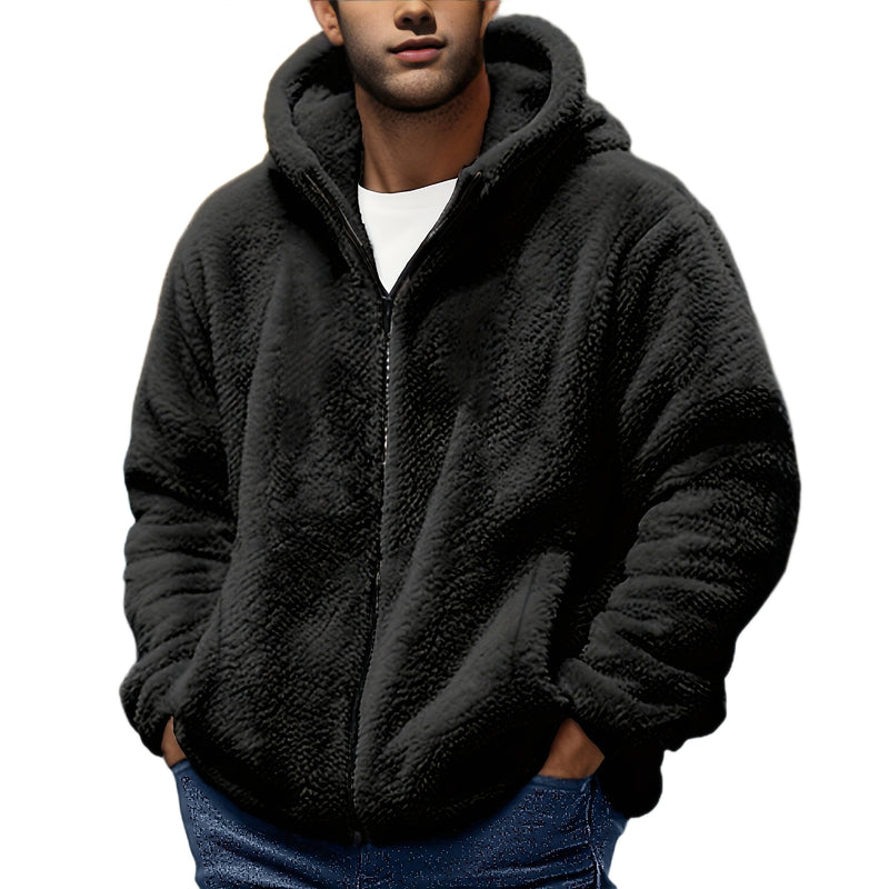 Winter New Men's Fleece Lined Padded Warm Keeping Hooded Jacket - Blue&Pink