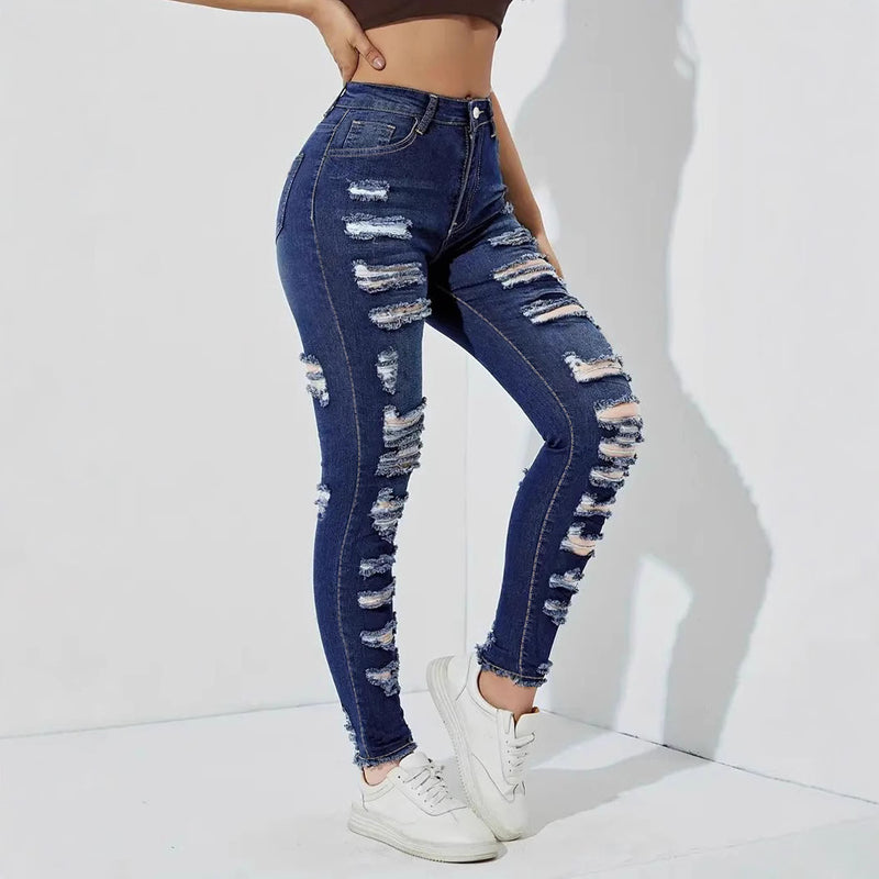 Calças Skinny de Ganga Rasgada – Estilo Rebelde com Conforto