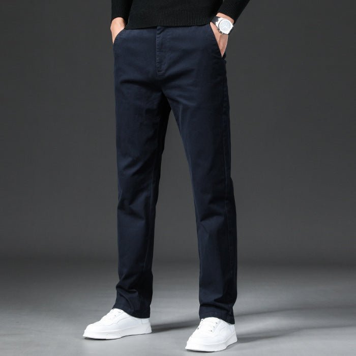 Fall Slim Fit Pencil Pants Thick Twill Cotton Casual Pants - Blue&Pink