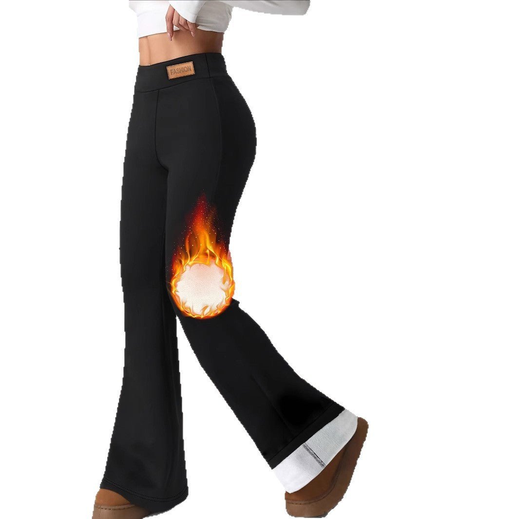 Winter High Waist Stretch Fleece Bell - bottom Pants Slimming Hip Raise - Blue&Pink