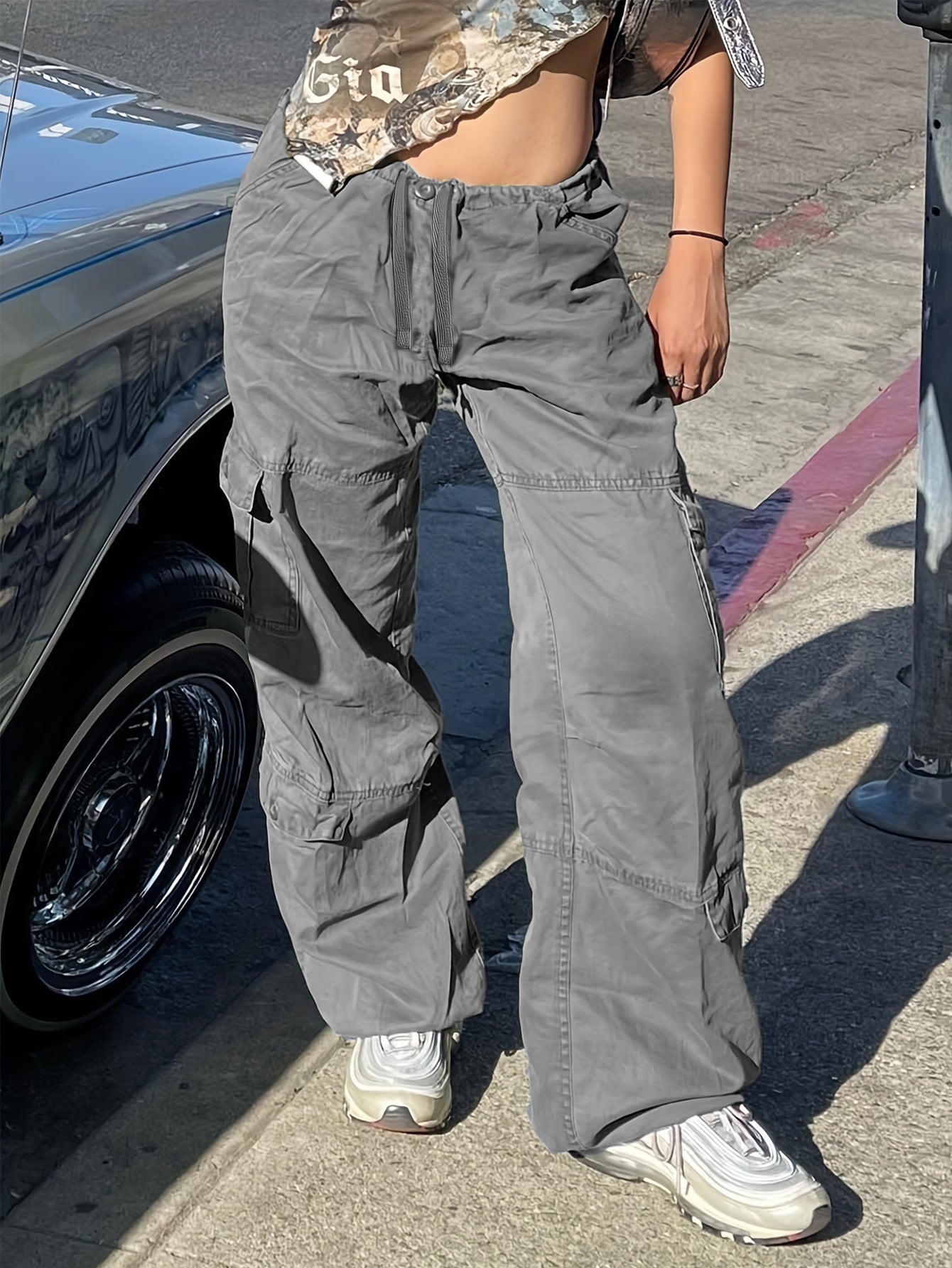 TL337 European And American Street Style Overalls Loose Jeans - Blue&Pink